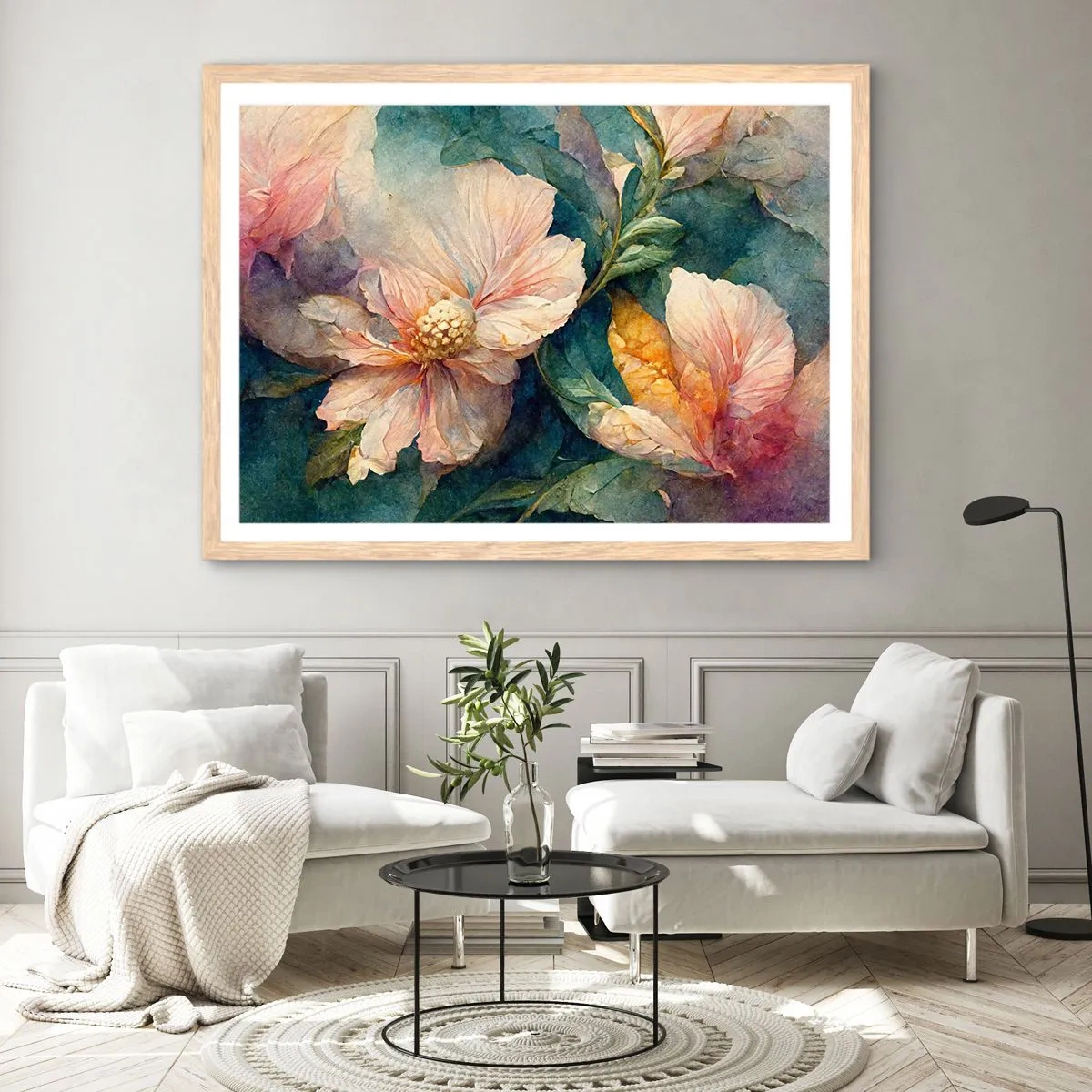 Plakat i ramme af lyst egetræ - Subtiliteten selv - 70x50 cm