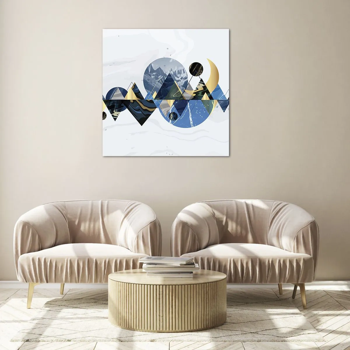 Billede på glas - Geometrisk landskab - 40x40 cm