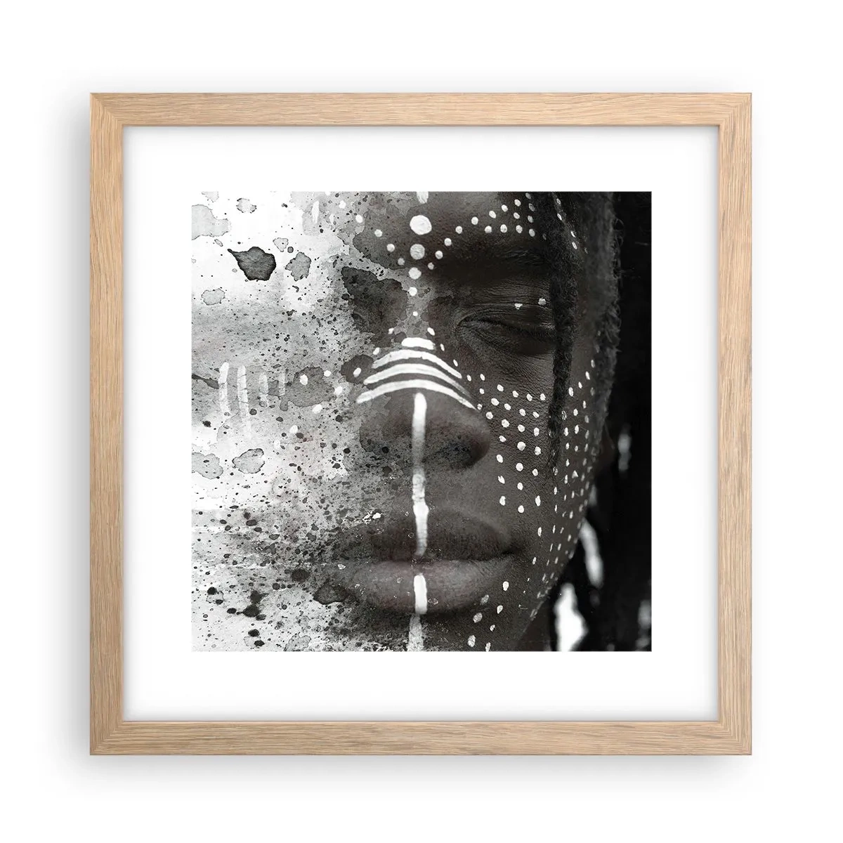 Plakat i ramme af lyst egetræ - Opdag den oprindelige ånd - 30x30 cm