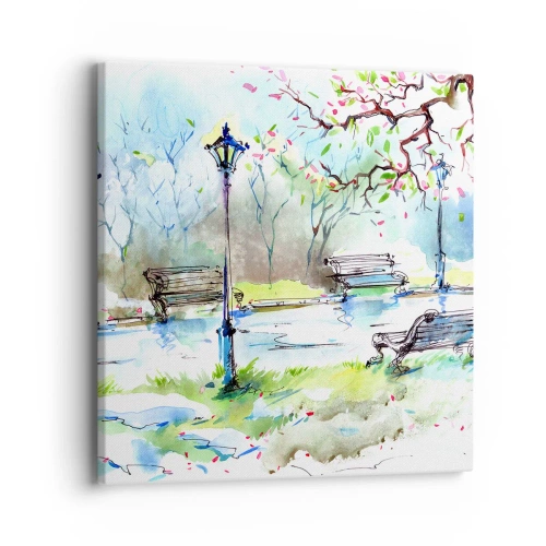 Lærredstryk - Billede på lærred - Den magiske stilhed i parken - 40x40 cm