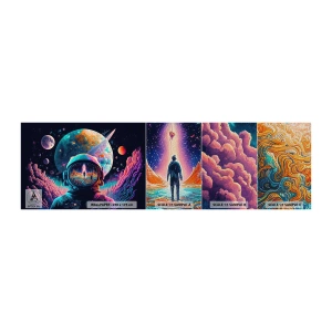 Prøve Fototapet Premium Sand - Filosoffer har aldrig drømt - Astronaut, Futuristisk, Kosmos - 100x30 cm