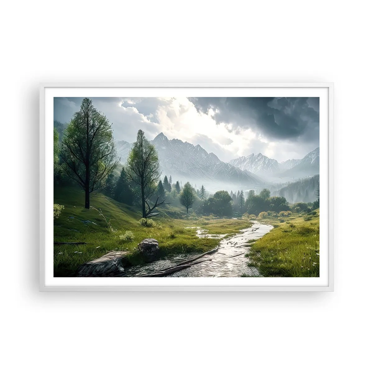 Plakat i hvid ramme - Der og tilbage - 100x70 cm