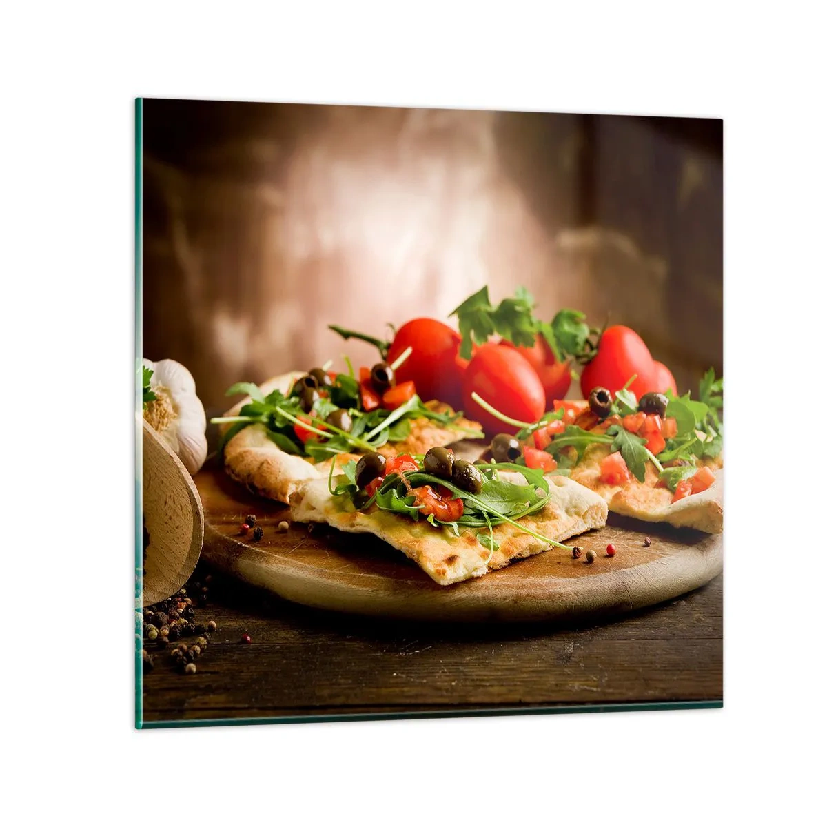 Billede på glas - Direkte fra ovnen og fra haven - 50x50 cm