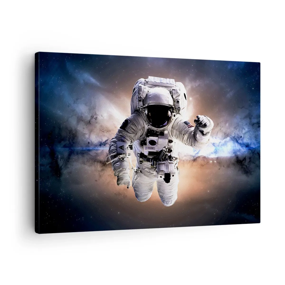 Lærredstryk - Billede på lærred - Astronaut i rummet - 70x50cm - Hilsner fra det ydre rum - Moderne vægdekoration til stue og soveværelse ARTTOR