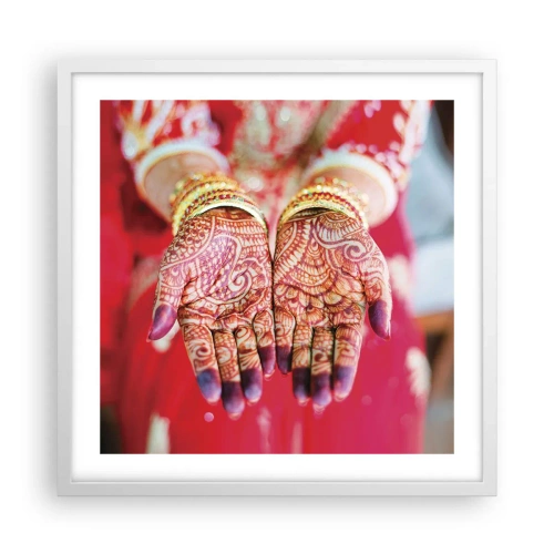 Plakat i hvid ramme - Klar til at fange lykken - 50x50 cm