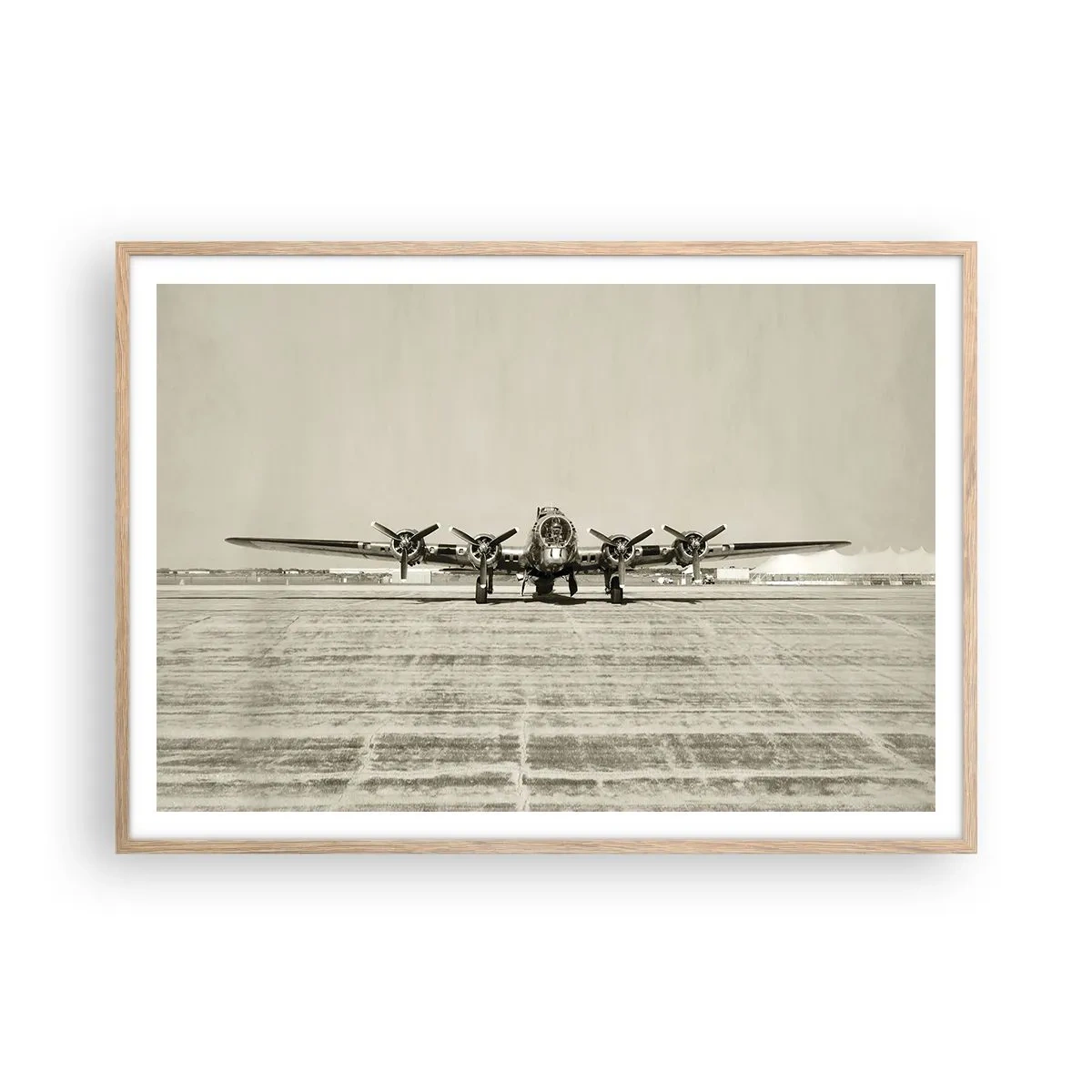 Plakat i ramme af lyst egetræ - Som altid klar - 100x70 cm