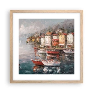 Plakat i ramme af lyst egetræ - Romantisk paradis - 40x40 cm