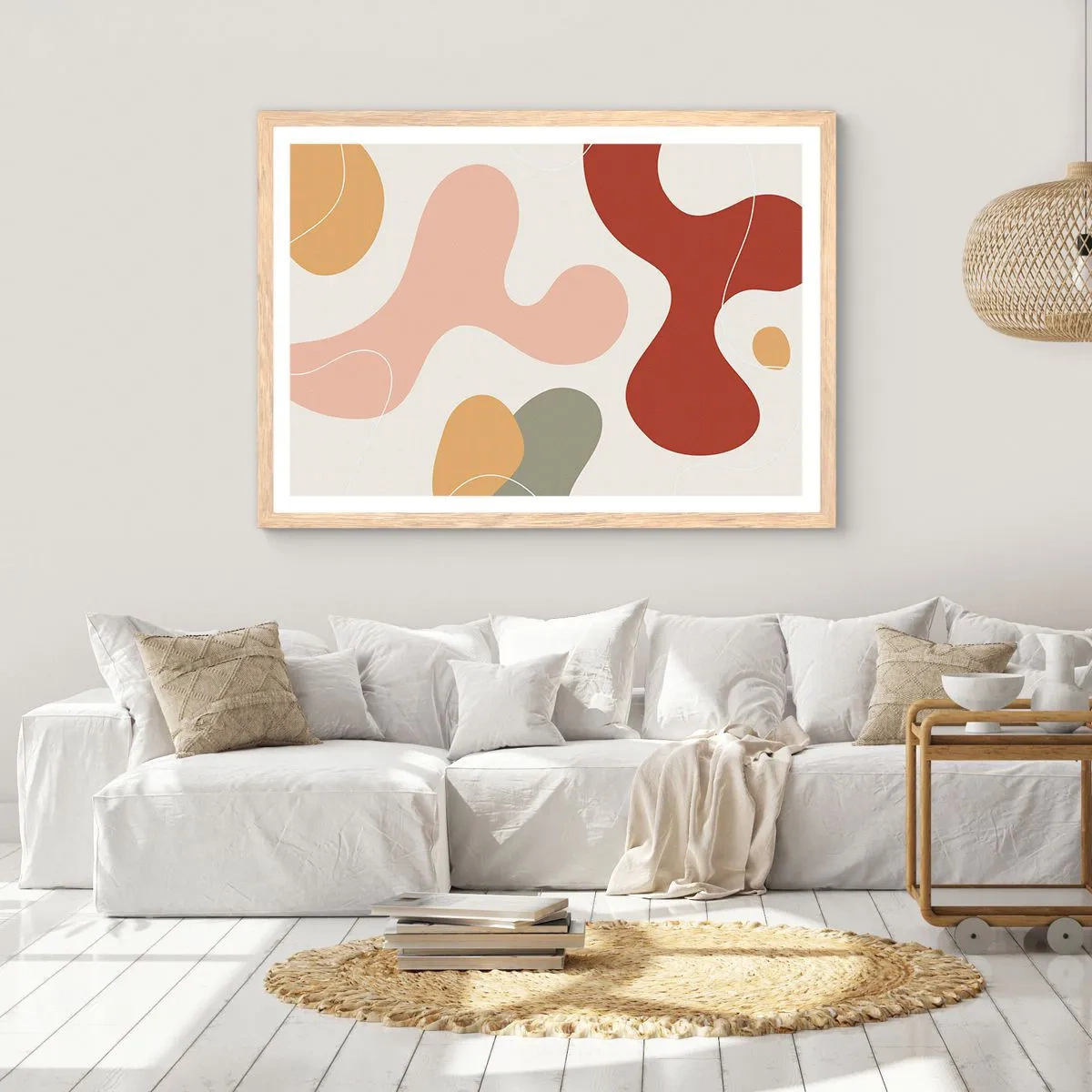 Plakat i ramme af lyst egetræ - Es eller flores? - 91x61 cm