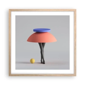 Plakat i ramme af lyst egetræ - Surrealistisk komposition - 50x50 cm