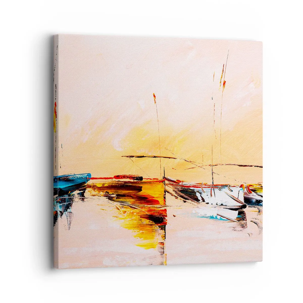 Lærredstryk - Billede på lærred - En aften i havnen - 30x30 cm