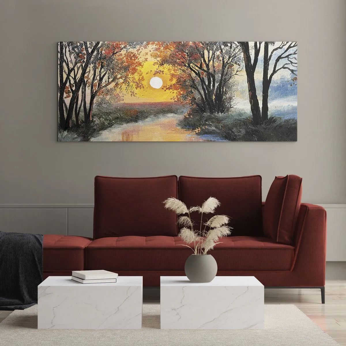 Billede på glas - Efterårs atmosfære - 100x40 cm
