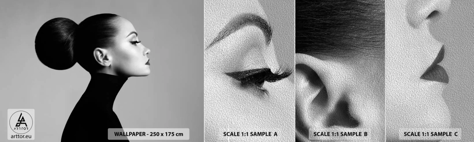 Prøve Fototapet Premium Sand - Moderne Nefretete - Kvinde, Frisure, Model - 100x30 cm