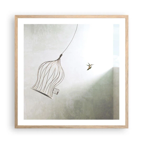 Plakat i ramme af lyst egetræ - I sit elementet - 60x60 cm