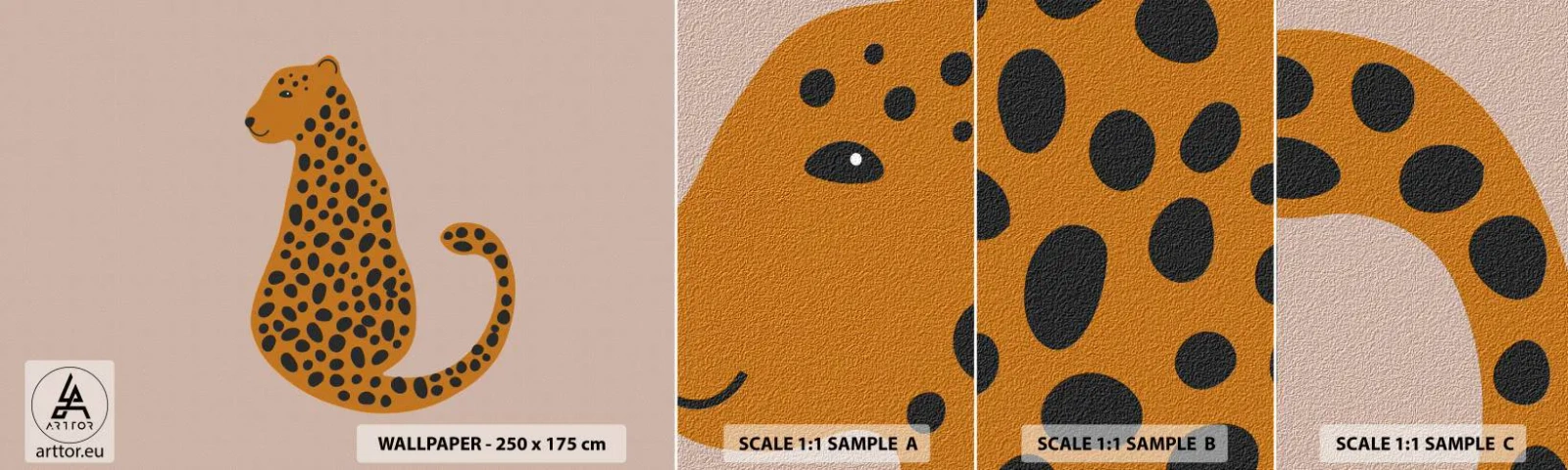 Fototapet Prøve Standard Eco - Leopardprint er et moderigtigt mønster - For børn, Panter, Dyr - 100x30 cm