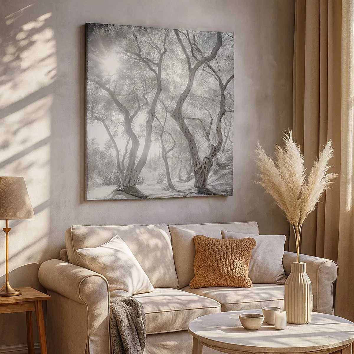 Lærredstryk - Billede på lærred - I en olivenlund - 30x30 cm