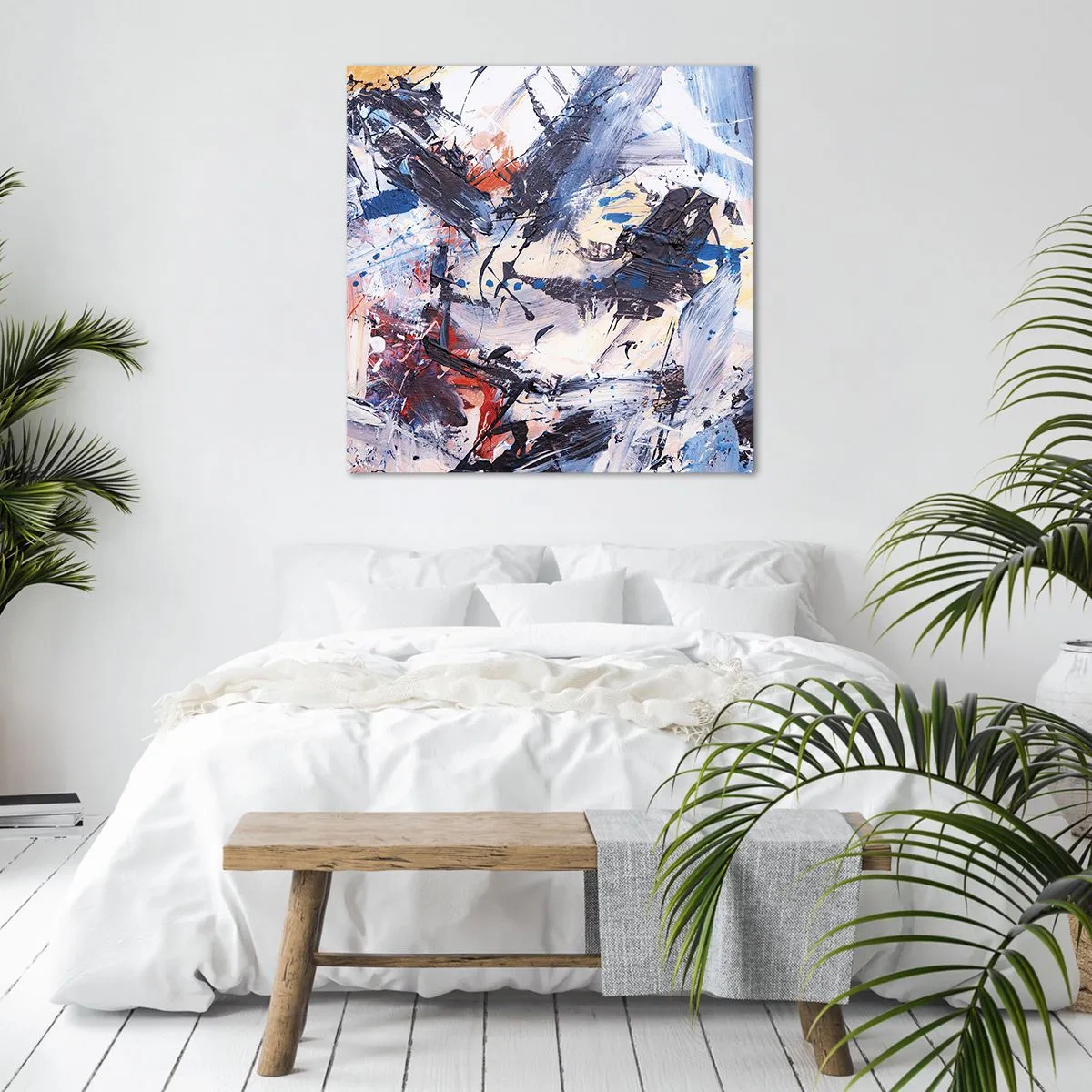 Lærredstryk - Billede på lærred - Abstraktionens vanvittige dans - 70x70 cm