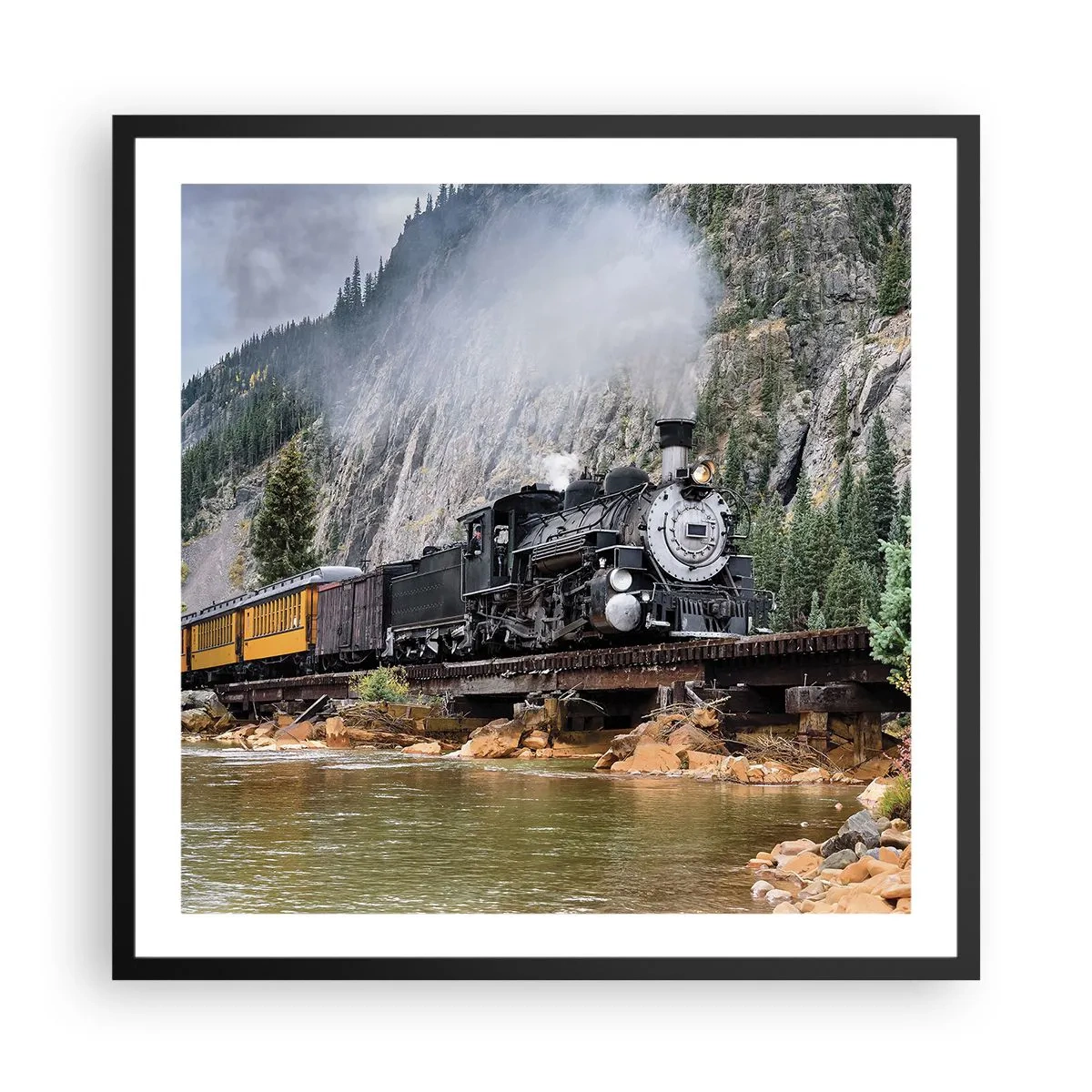 Plakat i sort ramme - Og hvorhen? Hvorhen? - 60x60 cm