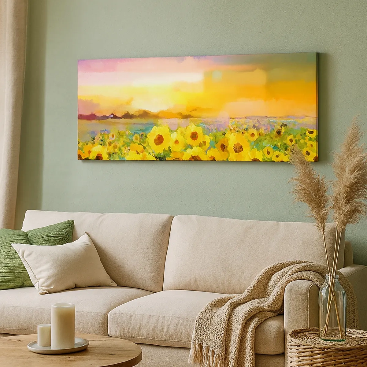 Lærredstryk - Billede på lærred - Selve solen er steget ned på jorden - 30x30 cm