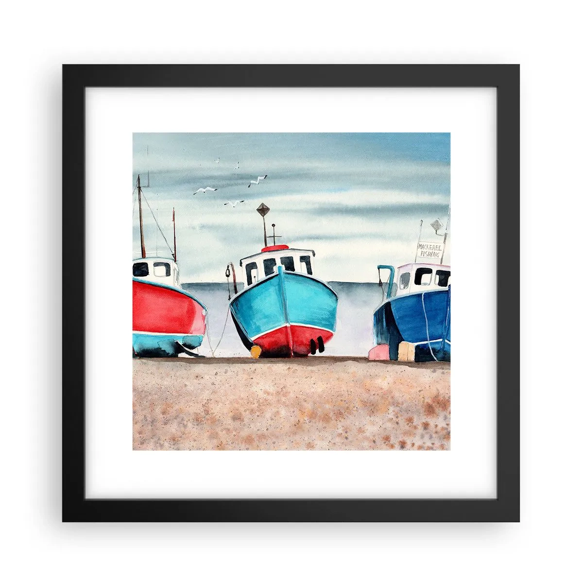 Plakat i sort ramme - Klar til at fange - 30x30 cm