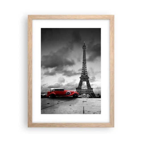 Plakat i ramme af lyst egetræ - For ikke så længe siden i Paris - 30x40 cm