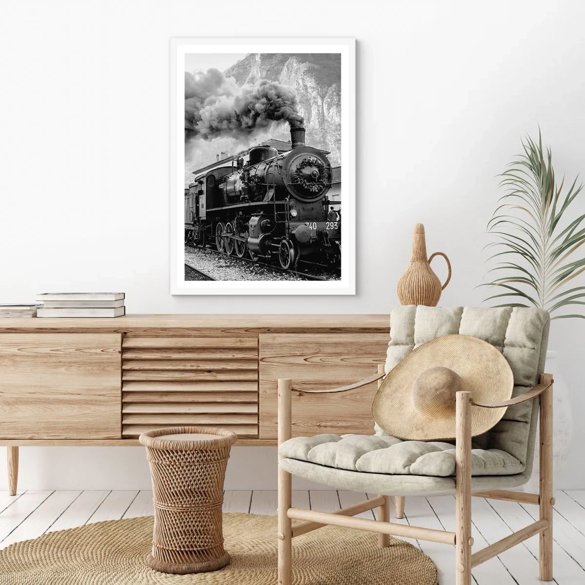 Plakat i hvid ramme - Står på stationen... - 50x70 cm