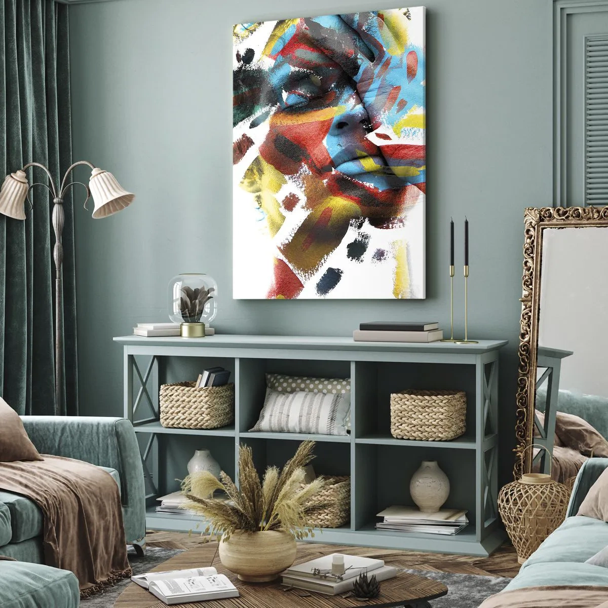Lærredstryk - Billede på lærred - Farverig personlighed - 45x80 cm
