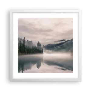 Plakat i hvid ramme - I drømmen, i tågen - 40x40 cm