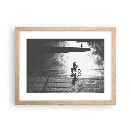 Plakat i ramme af lyst egetræ - Fremad, gennem byen - 40x30 cm