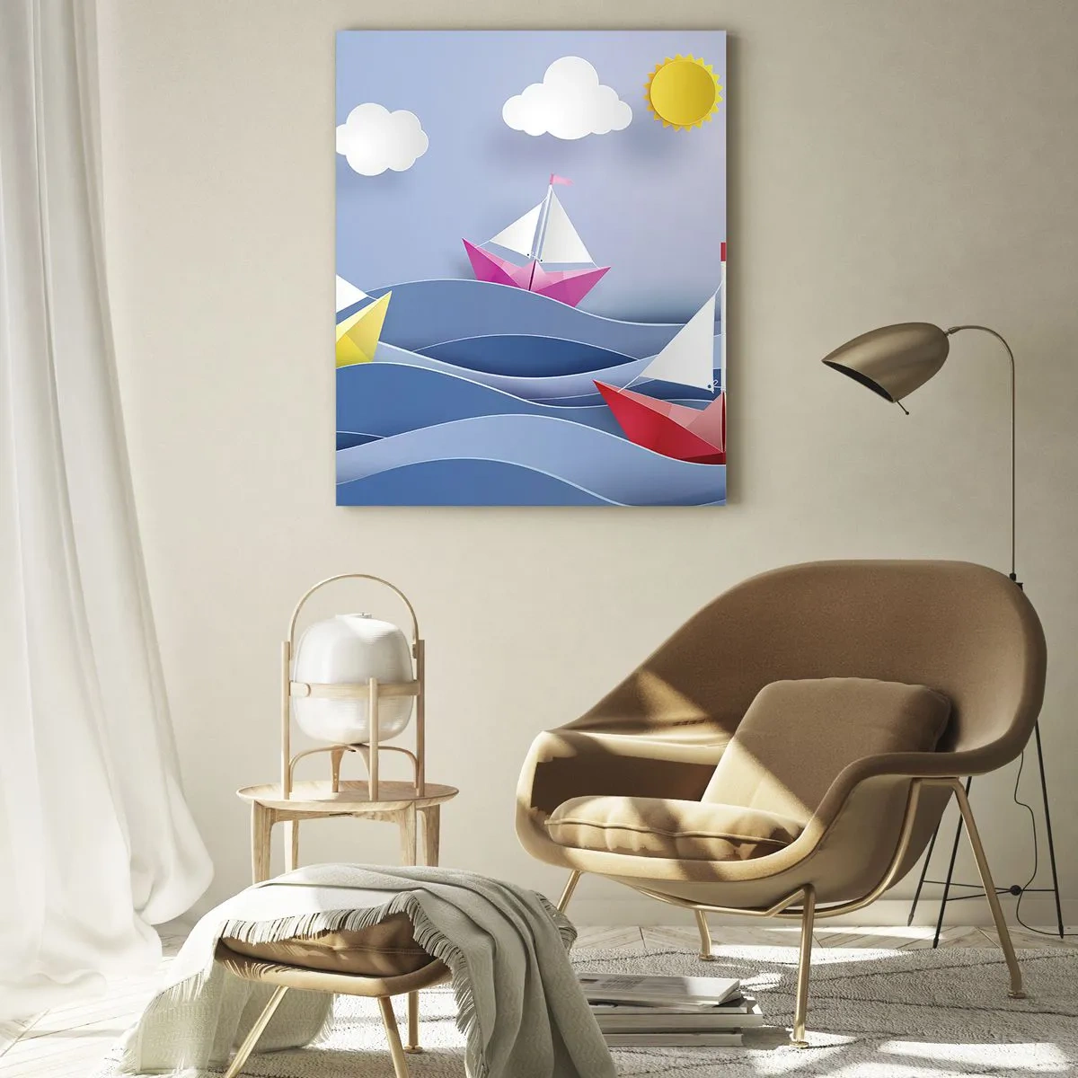 Billede på glas - Ah, hvor dejligt at svinge sig mellem bølgerne - 80x120 cm