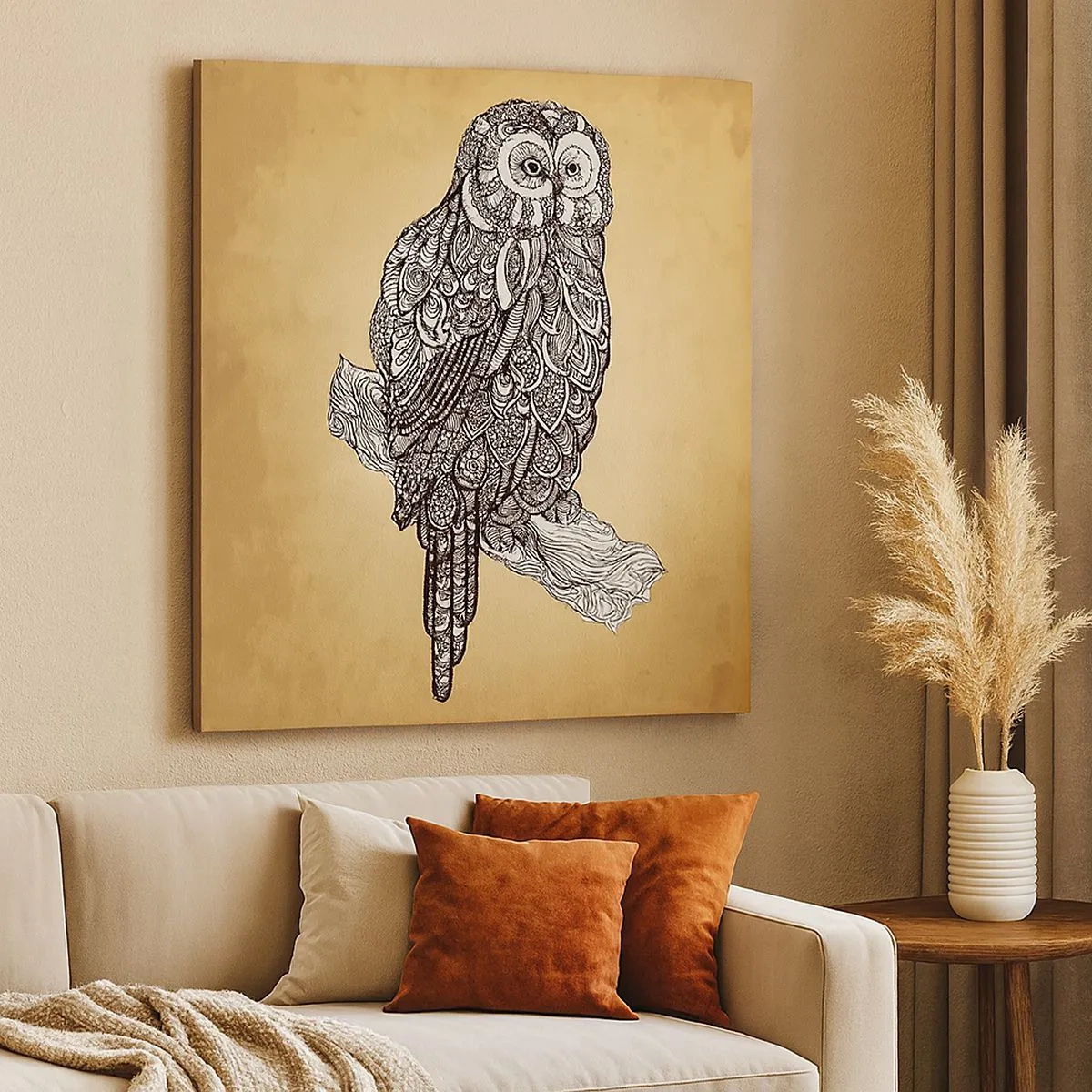 Lærredstryk - Billede på lærred - Indviklede ornamenter af visdom - 30x30 cm