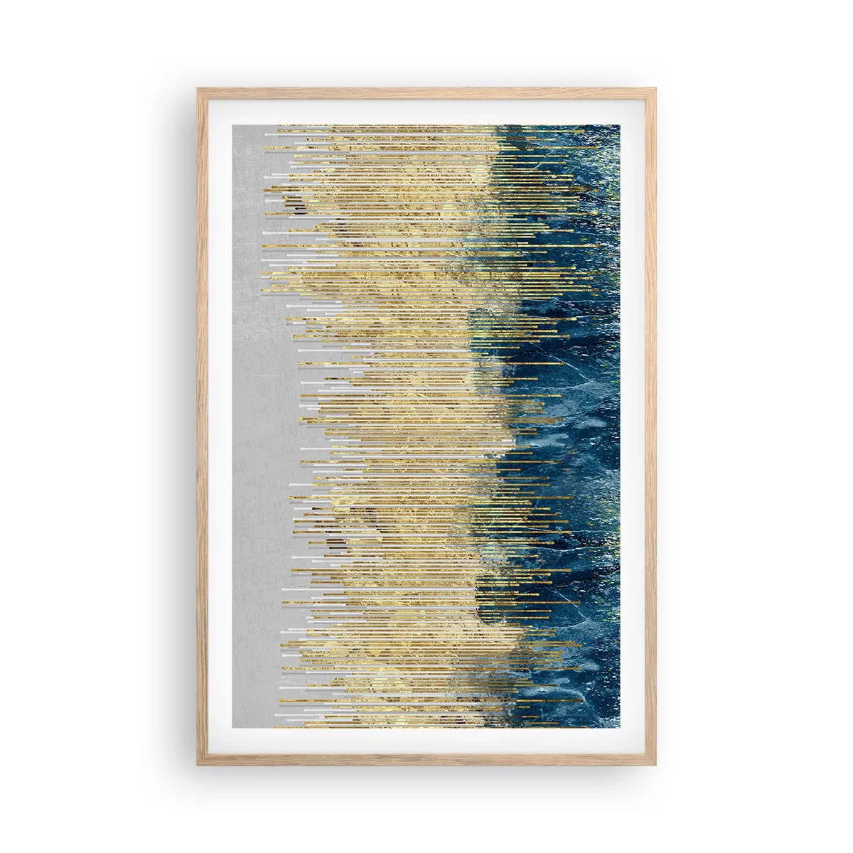 Plakat i ramme af lyst egetræ - Forgyldt grænse - 61x91 cm