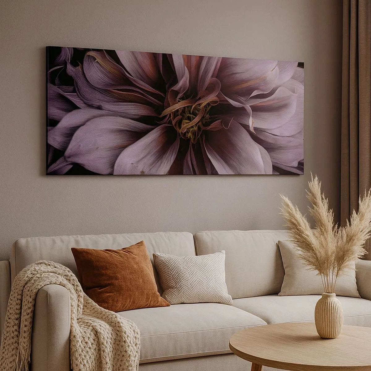 Lærredstryk - Billede på lærred - Blomstret hjerte - 100x40 cm