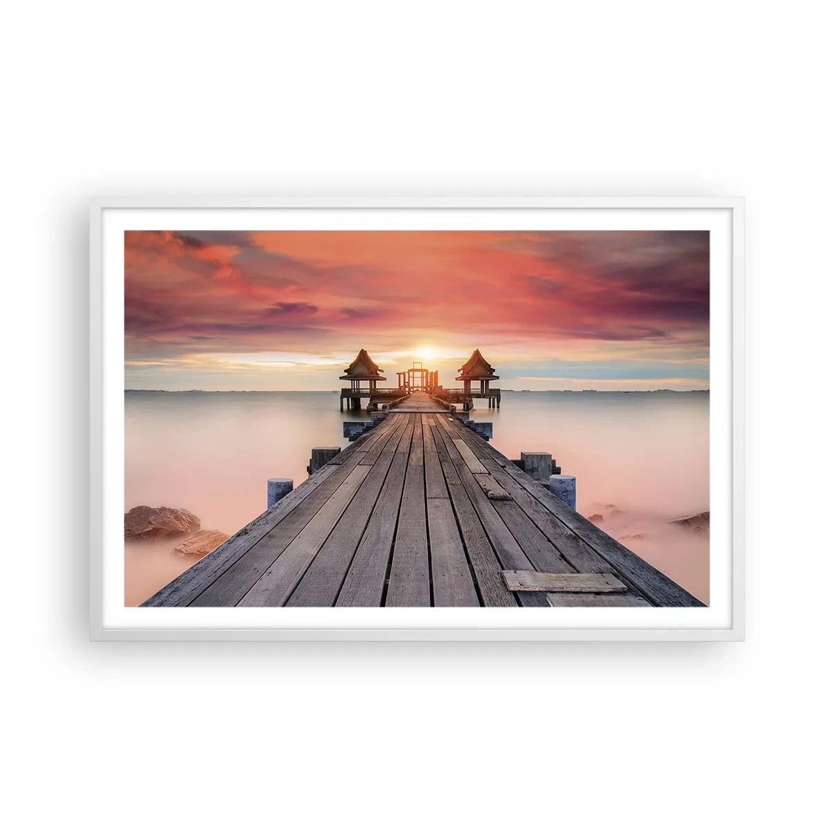 Plakat i hvid ramme - Fra vest til øst - 91x61 cm