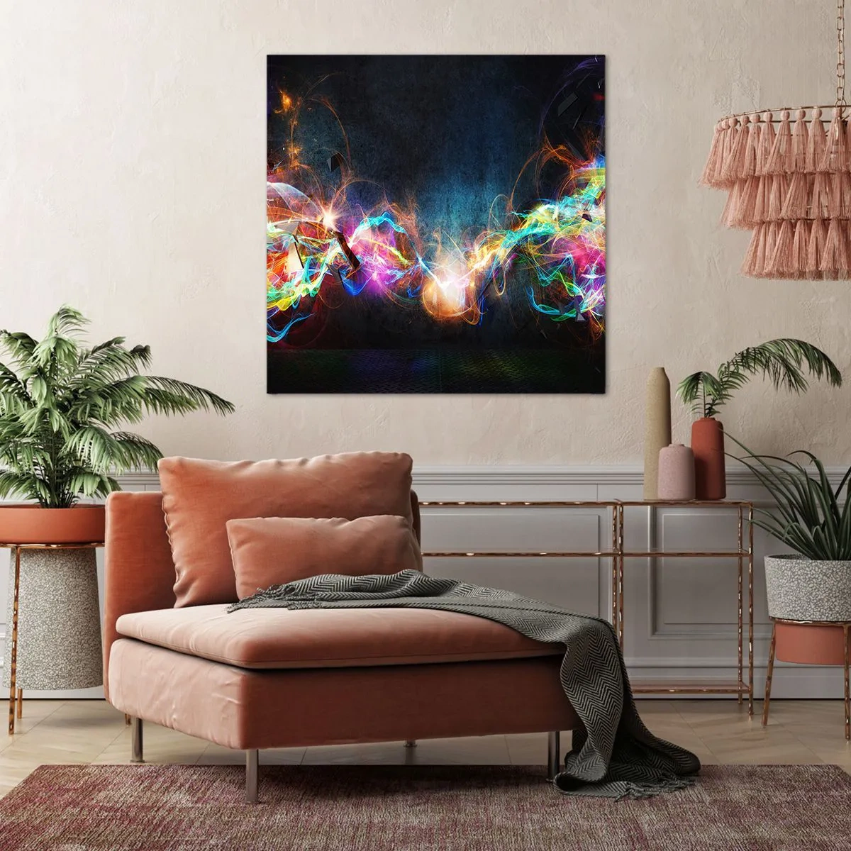 Lærredstryk - Billede på lærred - Glædeligt imod mørket - 60x60 cm