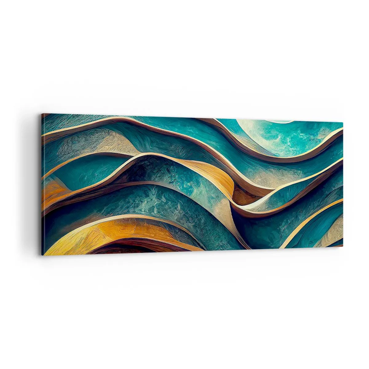 Lærredstryk - Billede på lærred - Slyngninger af blåt - 100x40 cm