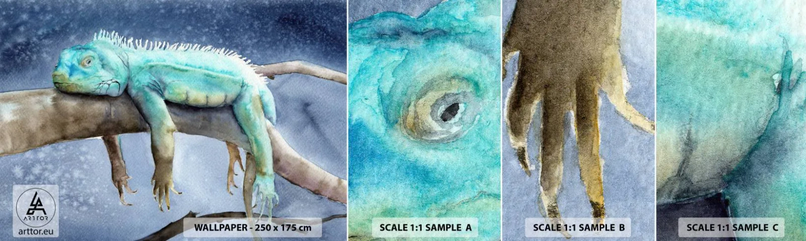 Prøve Fototapet Selvklæbende Deluxe Sticker - Det er godt! - Kamæleon, Dyr, Dovenskab - 100x30 cm