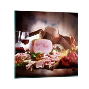 Billede på glas - En kulinarisk drøm med en karaffel - 70x70 cm