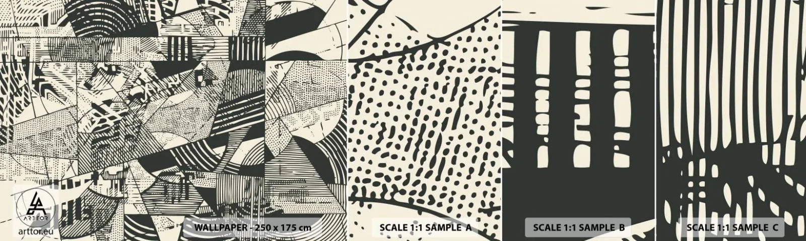 Prøve Fototapet Selvklæbende Deluxe Sticker - Nutidens dynamik - Abstraktion, Årgang, Grafik - 100x30 cm