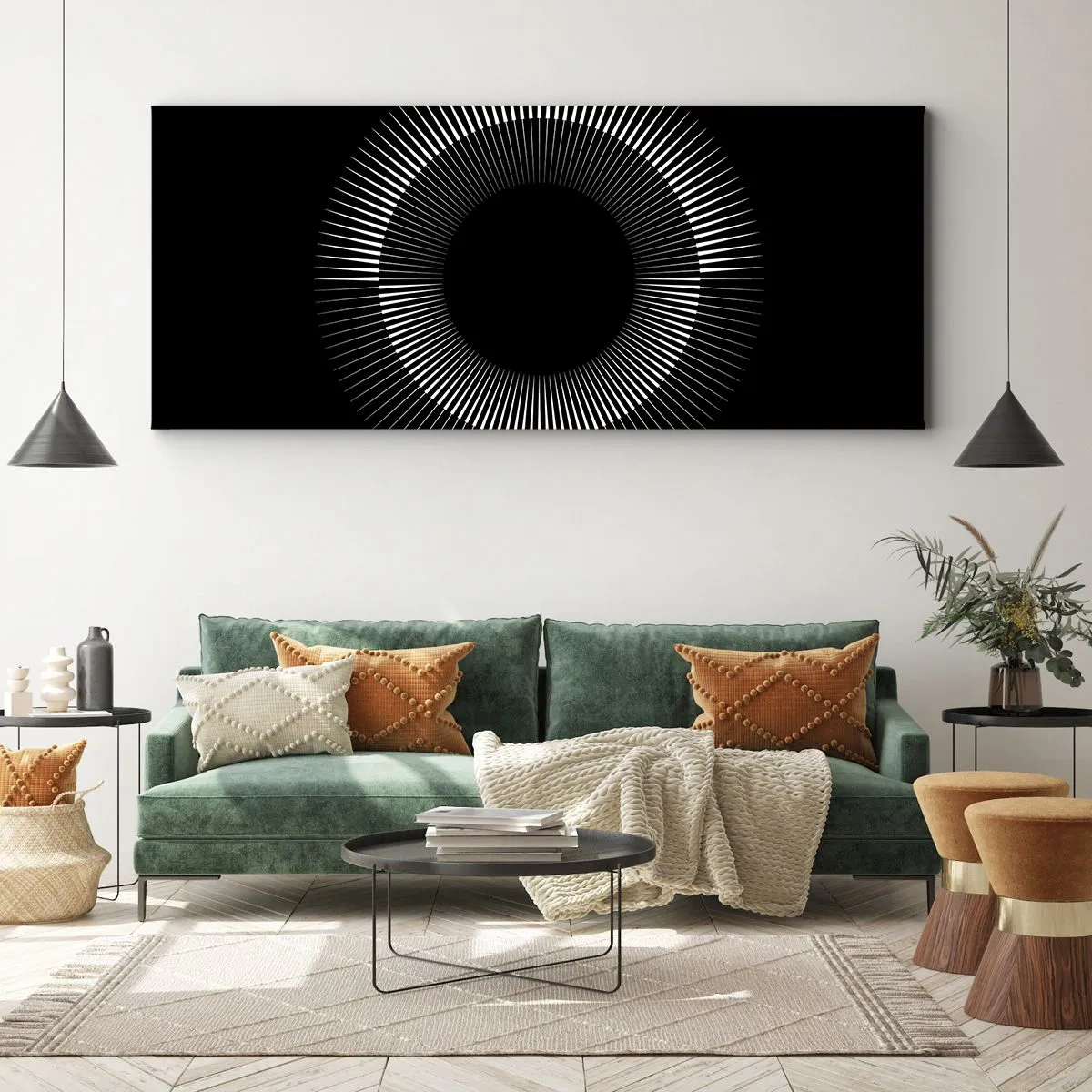 Lærredstryk - Billede på lærred - Sort sol - 100x40 cm