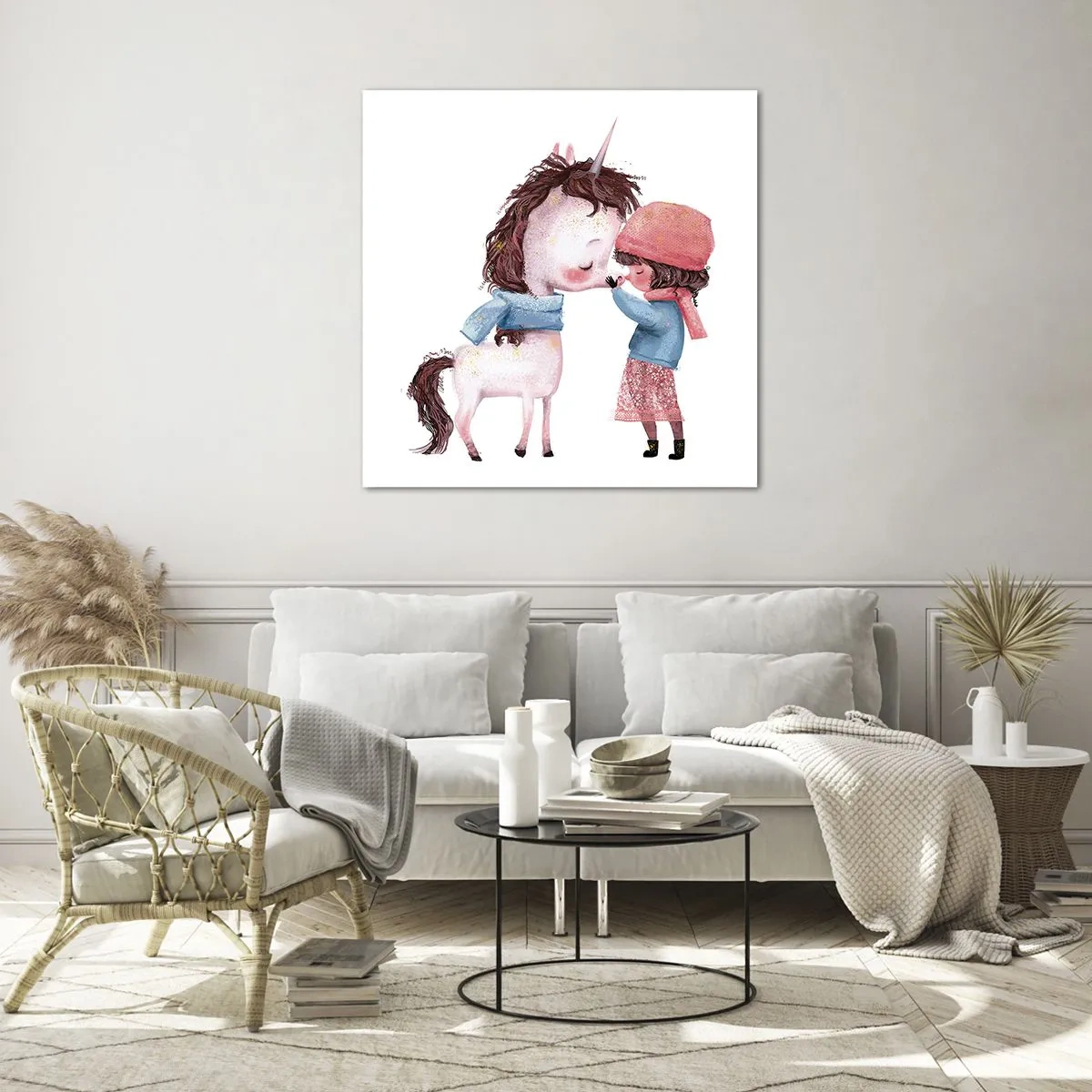 Billede på glas - En vinterhistorie - 60x60 cm