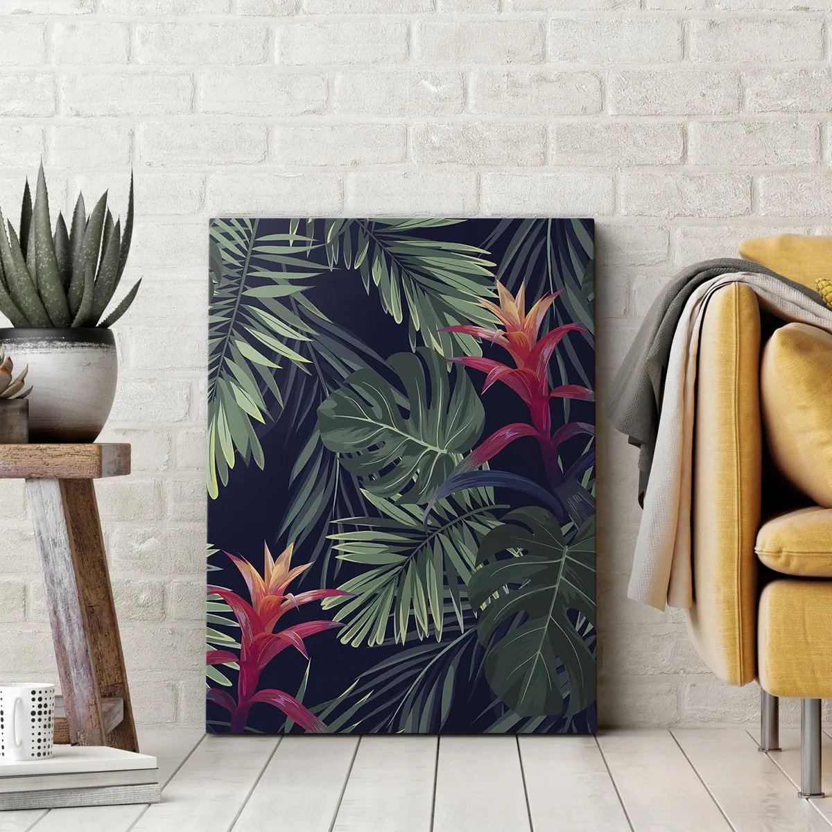 Lærredstryk - Billede på lærred - Brænd i grønt - 45x80 cm