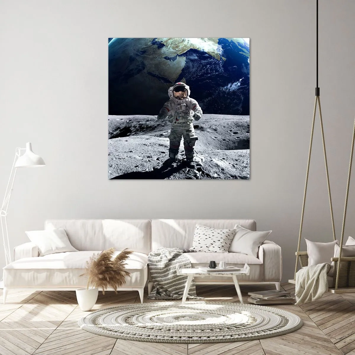 Lærredstryk - Billede på lærred - Hilsner fra månen - 70x70 cm