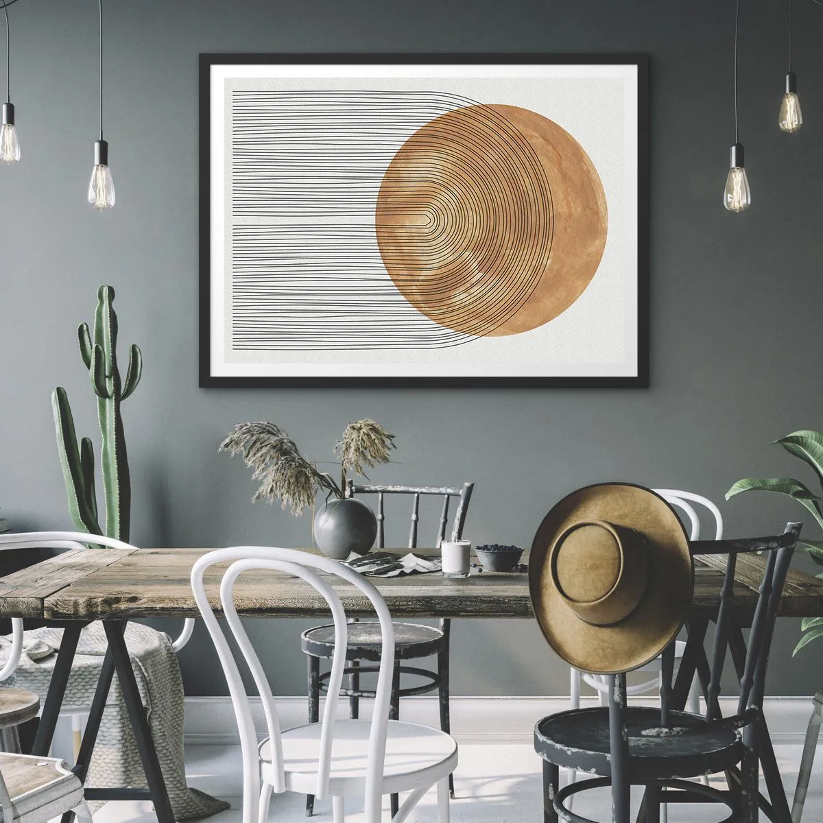 Plakat i sort ramme - En solrig komposition - 91x61 cm