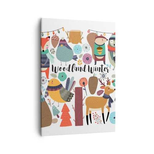 Lærredstryk - Billede på lærred - En eventyrlig jul i skoven - 50x70 cm