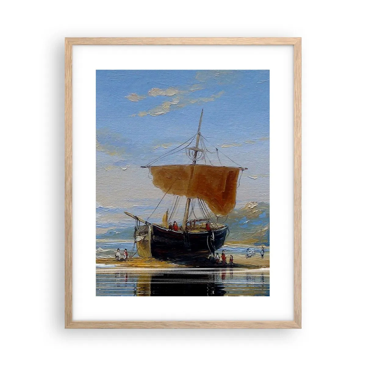 Plakat i ramme af lyst egetræ - Vand, jord, luft - 40x50 cm