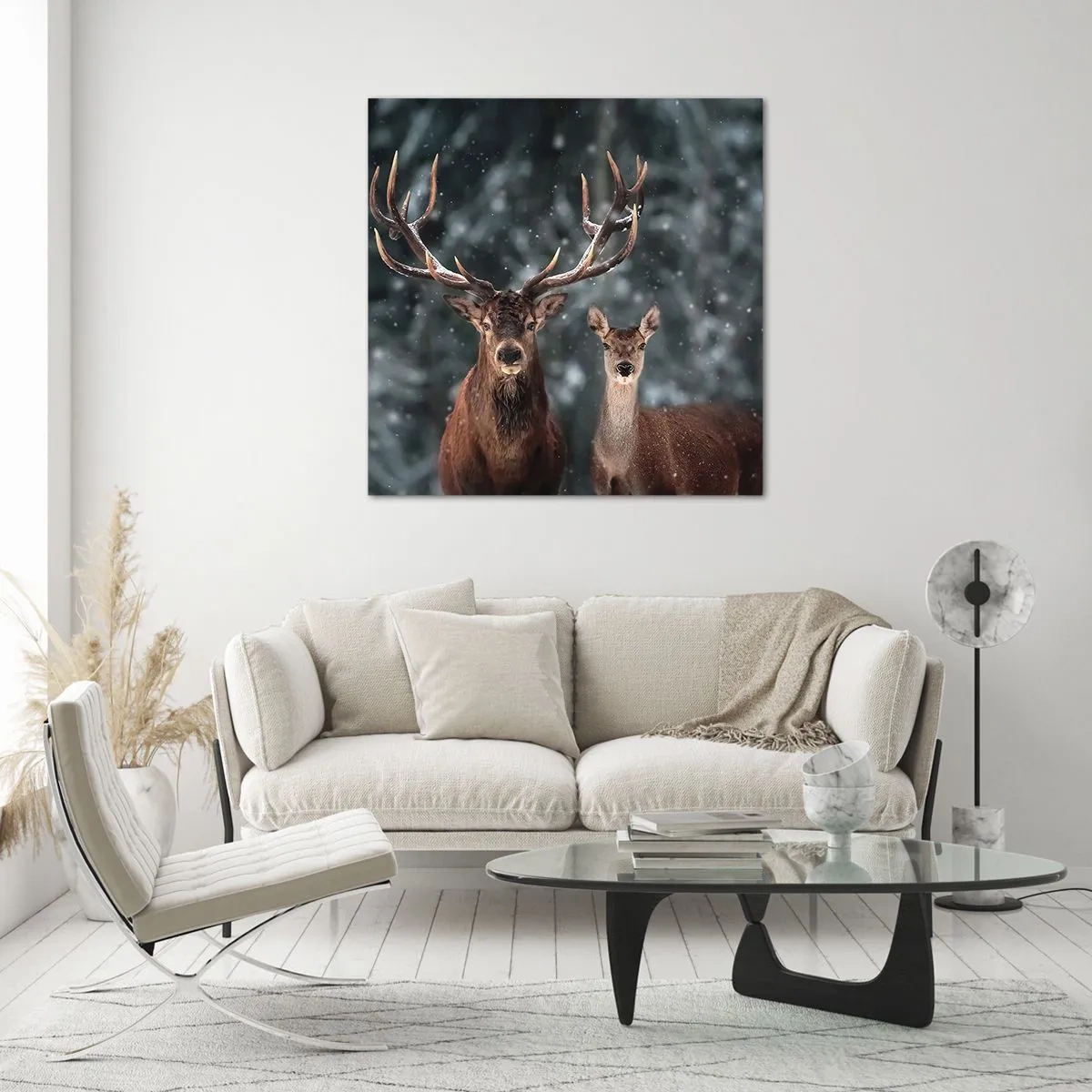 Billede på glas - Skovens herre og hans kone - 70x70 cm