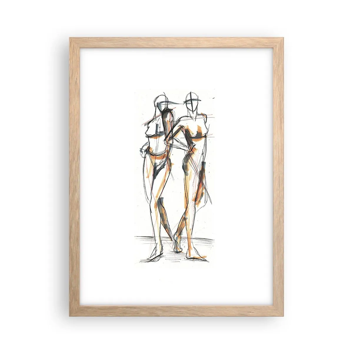 Plakat i ramme af lyst egetræ - En undersøgelse af charme - 30x40 cm