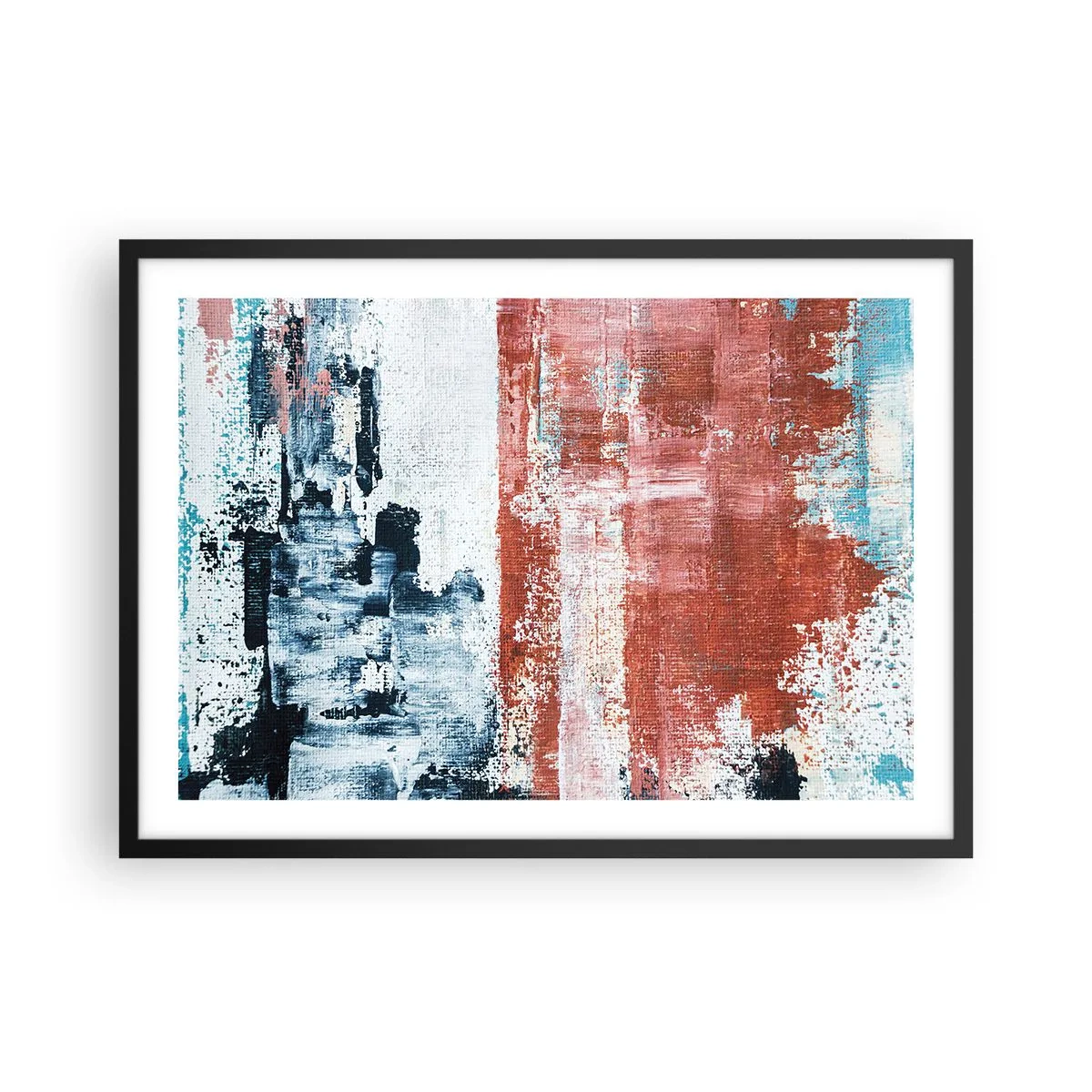 Plakat i sort ramme - Abstrakt halvt og halvt - 70x50 cm