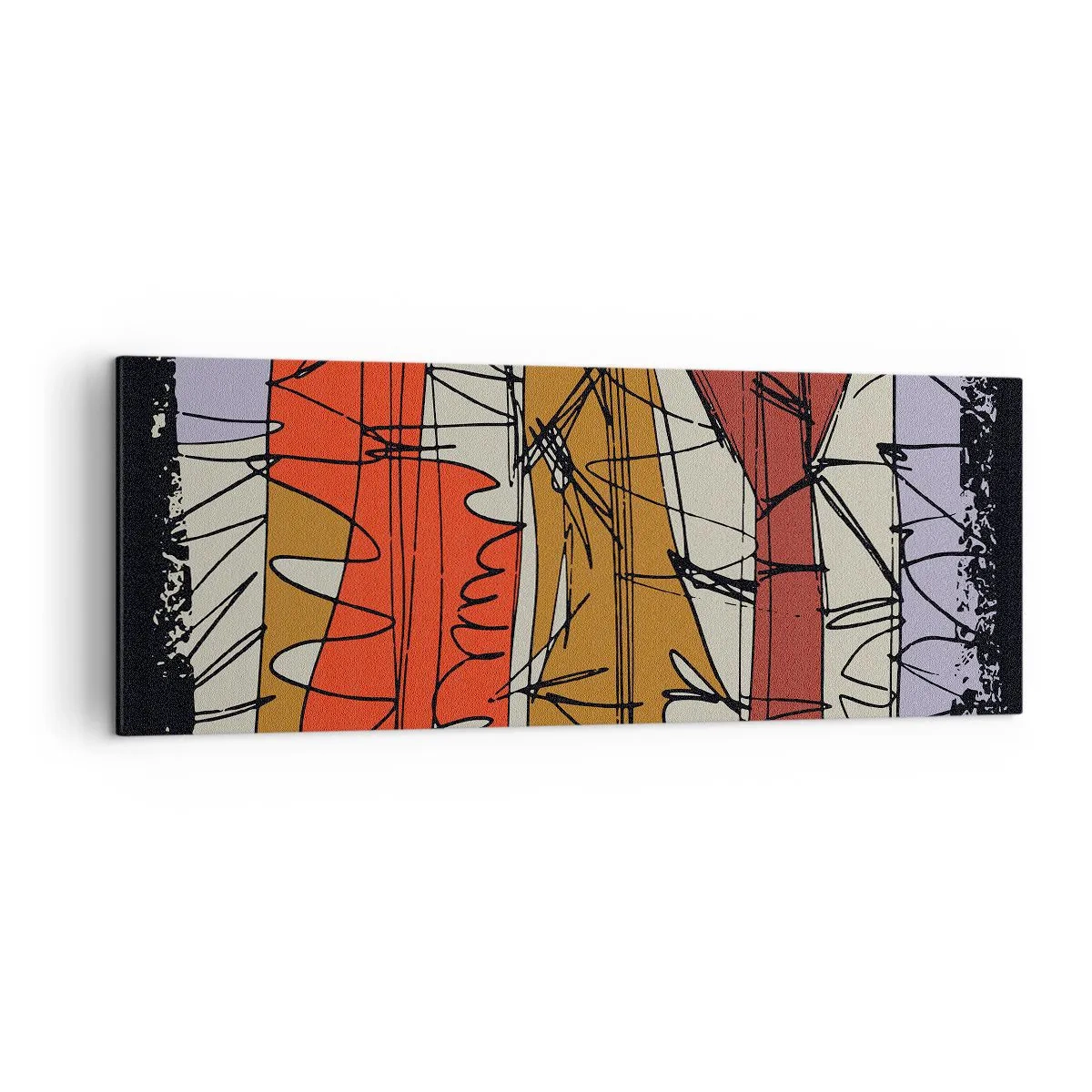 Lærredstryk - Billede på lærred - Spontan komposition - 140x50 cm