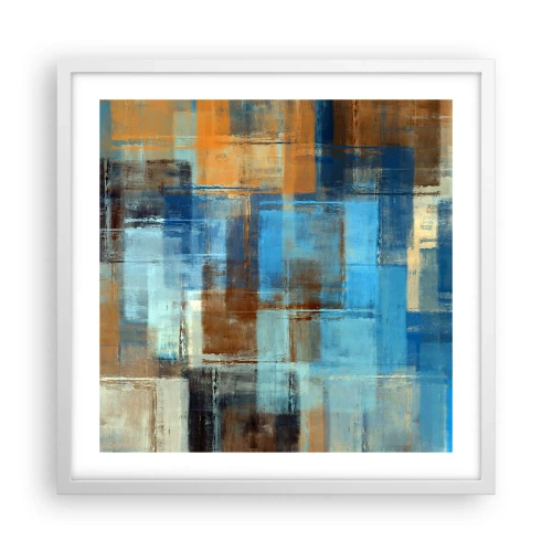 Plakat i hvid ramme - Gennem det blå slør - 50x50 cm
